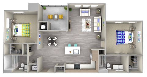 pebble b2.1 Floor Plan at Las Positas Apartments, California, 93010